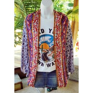 Beatnik Hippy Bohemian Kimono Lightweight Wrap L